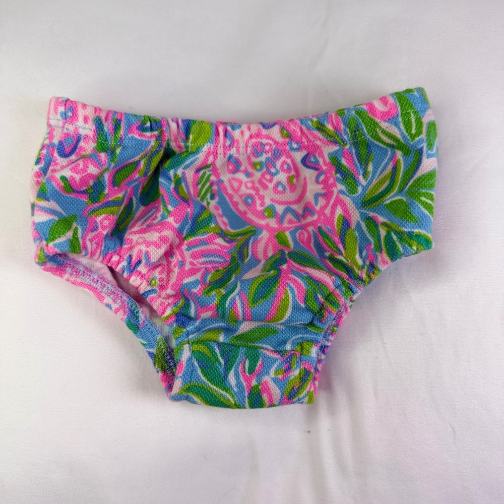 Lilly Pulitzer Swim Bottom Baby 3-6M Pink Blue Floral Print Diaper Cover